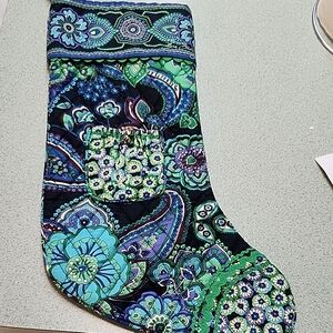 Vera Bradley Blue and Green Paisley Christmas Stocking
